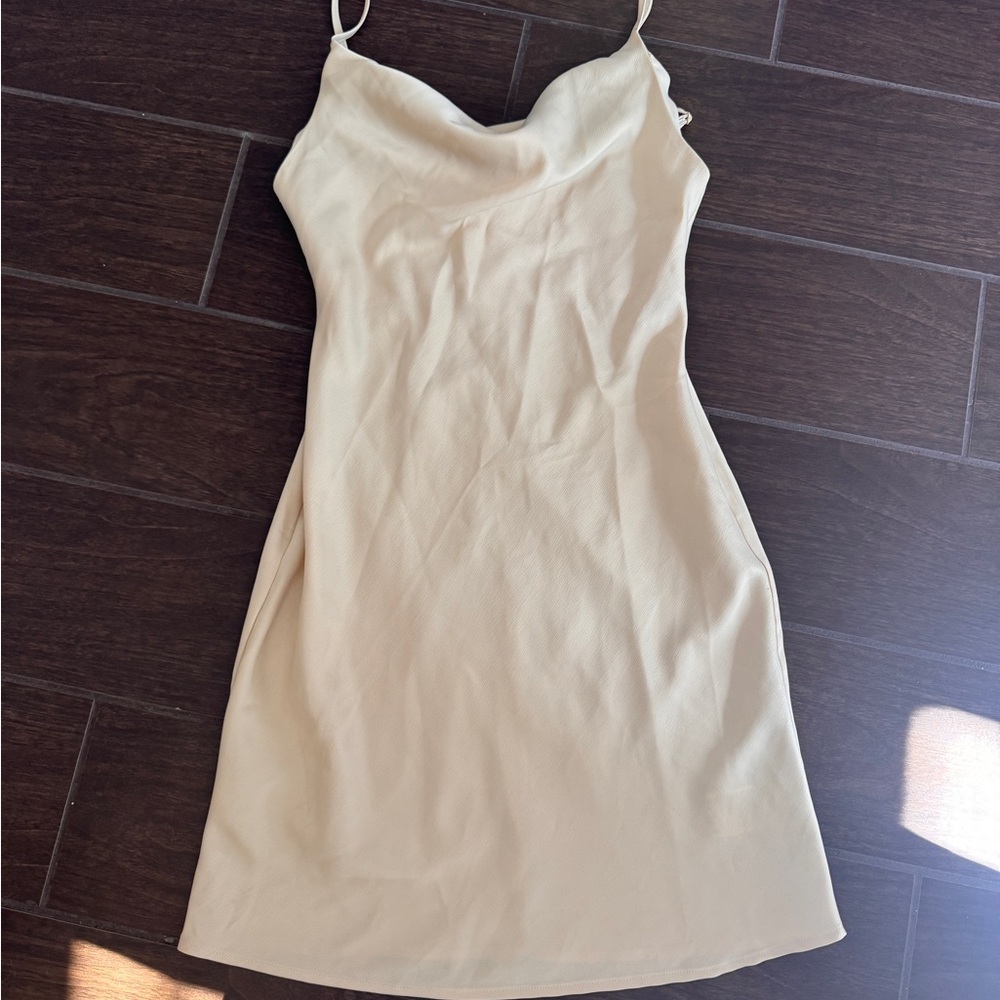 Urban Outfitters Cream satin cowl neck Mini Dress